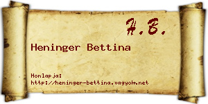 Heninger Bettina névjegykártya